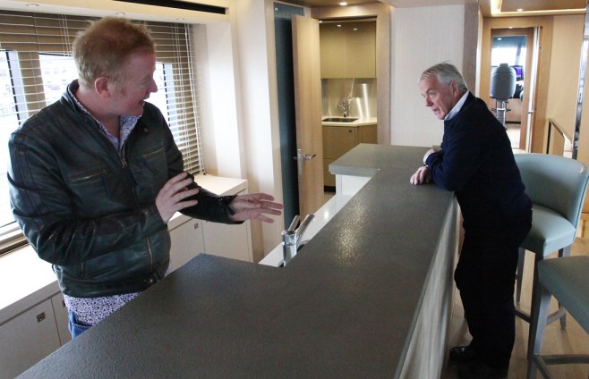 CHRIS EVANS TENDING BAR WITH MR. B 